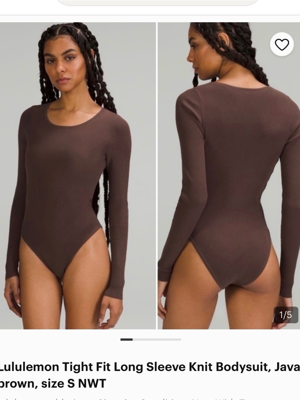 lululemon athletica Ribbed Long Sleeve Bodysuit in Java Brown